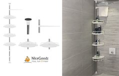 Telescopisch Douche Rek - Verstelbaar Hoekrek - Staand Wand Douchemand Wandrek - Badkamer Rek Telescopisch Douche Rek - Verstelbaar Hoekrek - Staand Wand Douchemand Wandrek - Badkamer Rek