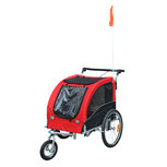 Hondenfietskar - Fietskar -Hondenaanhanger - Buggyfunctie -Geveerd en geremd - Rood/Zwart - 130 x 90 x 110 Hondenfietskar - Fietskar -Hondenaanhanger - Buggyfunctie -Geveerd en geremd - Rood/Zwart - 130 x 90 x 110