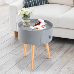 Bijzettafel met lade -Salontafel - Nachtkastje - Rond - Scandinavisch Design - Hout - D38 x H45 - Grijs Bijzettafel met lade -Salontafel - Nachtkastje - Rond - Scandinavisch Design - Hout - D38 x H45 - Grijs