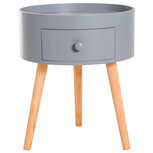 Bijzettafel met lade -Salontafel - Nachtkastje - Rond - Scandinavisch Design - Hout - D38 x H45 - Grijs Bijzettafel met lade -Salontafel - Nachtkastje - Rond - Scandinavisch Design - Hout - D38 x H45 - Grijs