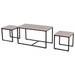 Set van 3 Houten Salon Tafels met Metalen Onderstel - Koffietafel - Bijzettafel - 90m tot 170 cm Lang Set van 3 Houten Salon Tafels met Metalen Onderstel - Koffietafel - Bijzettafel - 90m tot 170 cm Lang