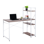 Bureau - computertafel - Modern design - Met rek - laptopbureau - 4 schappen - Walnoot / Wit Bureau - computertafel - Modern design - Met rek - laptopbureau - 4 schappen - Walnoot / Wit