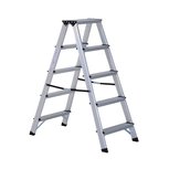 Trapladder - Industrietrap - Werktrap - Dubbelzijdig - 5 Treden - Aluminium Trapladder - Industrietrap - Werktrap - Dubbelzijdig - 5 Treden - Aluminium