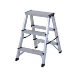 Huishoudtrap - Trapladder - Industrietrap - Werktrap - Opstapje - 3 Treden - Max. 150 Kg - Dubbelzijdig - Aluminium Huishoudtrap - Trapladder - Industrietrap - Werktrap - Opstapje - 3 Treden - Max. 150 Kg - Dubbelzijdig - Aluminium
