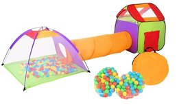 Kinder Speeltent - Kindertent speelhuis ballenbak met tunnel en ballen - Speeltentje kinderen - Inclusief 200 ballen Kinder Speeltent - Kindertent speelhuis ballenbak met tunnel en ballen - Speeltentje kinderen - Inclusief 200 ballen