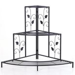 Plantenrek metaal - Hoek Etagere - Bloemenrek - Opbergrek voor buiten - 3 etages XXL - Zwart - 107x76x86 cm Plantenrek metaal - Hoek Etagere - Bloemenrek - Opbergrek voor buiten - 3 etages XXL - Zwart - 107x76x86 cm