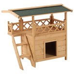 Kattenvilla met trap en balkon - Kattenhuis - Kattenhok - Krabpaal - 2 verdiepingen - 77 x 50 x73 cm - Hout Kattenvilla met trap en balkon - Kattenhuis - Kattenhok - Krabpaal - 2 verdiepingen - 77 x 50 x73 cm - Hout