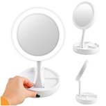 Make up spiegel met LED verlichting - Reisspiegel Visagespiegel - Scheerspiegel - Op voet - Opmaakspiegel Make up spiegel met LED verlichting - Reisspiegel Visagespiegel - Scheerspiegel - Op voet - Opmaakspiegel