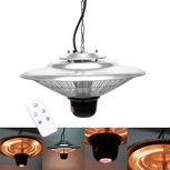 Terrasverwarmer - Hangende terrasverwarming - Buitenverwarming - Met verlichting - Met afstandsbediening - 1500 Watt Terrasverwarmer - Hangende terrasverwarming - Buitenverwarming - Met verlichting - Met afstandsbediening - 1500 Watt