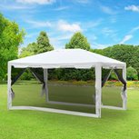Tuinpaviljoen - Paviljoen - Partytent - Modern ontwerp - 4 Klamboe mesh zijwanden - 3 x 4 m - Wit Tuinpaviljoen - Paviljoen - Partytent - Modern ontwerp - 4 Klamboe mesh zijwanden - 3 x 4 m - Wit