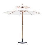 Parasol - Zonnescherm - Met dubbelscherm - Met handslinger - Bamboe - 270 cm - Creme - Bamboe Parasol - Zonnescherm - Met dubbelscherm - Met handslinger - Bamboe - 270 cm - Creme - Bamboe