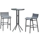 Bistroset - Tuinset - Balkonset - Hoge bartafel met 2 krukken - voor tuin, terras en balkon - Grijs Bistroset - Tuinset - Balkonset - Hoge bartafel met 2 krukken - voor tuin, terras en balkon - Grijs