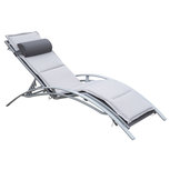 Ligbed - Tuinstoel - Ergomnomisch gevormde ligstoel - Relaxstoel Tuin - Verstelbaar - Aluminium - Grijs Ligbed - Tuinstoel - Ergomnomisch gevormde ligstoel - Relaxstoel Tuin - Verstelbaar - Aluminium - Grijs