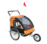 Kinderfietskar - Fietskar -Kinderaanhanger - Buggyfunctie - Geveerd en geremd - 2 zitplaatsen - Oranje/Zwart - 122 x 90 x 106 cm Kinderfietskar - Fietskar -Kinderaanhanger - Buggyfunctie - Geveerd en geremd - 2 zitplaatsen - Oranje/Zwart - 122 x 90 x 106 cm