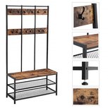 Garderoberek - Halrek - Met schoenenrek en zitbank -Kapstok - Industrieel ontwerp - Klerenhanger Hangrek - Rustiek Bruin/Grijs Garderoberek - Halrek - Met schoenenrek en zitbank -Kapstok - Industrieel ontwerp - Klerenhanger Hangrek - Rustiek Bruin/Grijs
