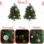 Kunstkerstboom met verlichting en decoratie - Set van 2 - Kerstboom met lampjes - Kerstballen - Kerstversiering - Binnen/Buiten Kunstkerstboom met verlichting en decoratie - Set van 2 - Kerstboom met lampjes - Kerstballen - Kerstversiering - Binnen/Buiten