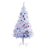 Witte kunstkerstboom met kerstballen - Kerstboom - Inclusief Kerstversiering - Wit - 150 cm - 680 tips