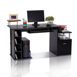 Bureau - Schrijftafel - Computerbureau - Bureautafel - Opslagruimte - 152 x 60 x 88cm - Zwart Bureau - Schrijftafel - Computerbureau - Bureautafel - Opslagruimte - 152 x 60 x 88cm - Zwart