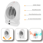 Elektrische kachel - Electrische kachel - Convector Verwarming - 2 warmtestanden - Oscillerend - Ventilator koel functie - 2000 Watt Elektrische kachel - Electrische kachel - Convector Verwarming - 2 warmtestanden - Oscillerend - Ventilator koel functie - 2000 Watt