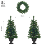 Kerstbomen en kerstkrans met verlichting - LED - set van 3 stuks - Kunstkerstboom - Kunstkerstboom met verlichting - Kerstkrans Kerstbomen en kerstkrans met verlichting - LED - set van 3 stuks - Kunstkerstboom - Kunstkerstboom met verlichting - Kerstkrans