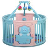 Grondbox - Grondbox Baby - Playpen - Box - Speelbox - Blauw/Roze - Rond 117 x 65,5 cm Grondbox - Grondbox Baby - Playpen - Box - Speelbox - Blauw/Roze - Rond 117 x 65,5 cm