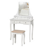 Make up tafel - Kaptafel - Opmaaktafel - Visagie tafel met kruk en grote spiegel - Wit Make up tafel - Kaptafel - Opmaaktafel - Visagie tafel met kruk en grote spiegel - Wit