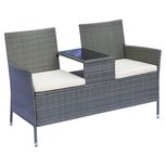 Tuinbank 2 zitter - Tafel - Bank - Tuinmeubels - Poly rotan - Grijs - B133 x D63 x H84cm Tuinbank 2 zitter - Tafel - Bank - Tuinmeubels - Poly rotan - Grijs - B133 x D63 x H84cm