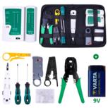 Netwerk Tester Set in etui- RJ45/RJ12/RJ11/Cat5/Cat5e/Cat6/UTP/LAN - Kabeltester Met Krimptang & LSA tang - Incl. 9V batterij Netwerk Tester Set in etui- RJ45/RJ12/RJ11/Cat5/Cat5e/Cat6/UTP/LAN - Kabeltester Met Krimptang & LSA tang - Incl. 9V batterij