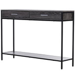Wandtafel - Industrieel - Halmeubel - 2 laden - Opbergkast - Grijs - Zwart - L120 x B30 x H81,5 cm Wandtafel - Industrieel - Halmeubel - 2 laden - Opbergkast - Grijs - Zwart - L120 x B30 x H81,5 cm