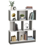 Boekenkast - Vakkenkast - Opbergkast - Kasten - grijs + wit - 100L x 30B x 124H cm Boekenkast - Vakkenkast - Opbergkast - Kasten - grijs + wit - 100L x 30B x 124H cm