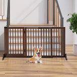 Hondenhek - Honden hek - Dog barrier - traphekje zonder boren - traphek - LxH 113-116 x 71 cm - Koffiebruin Hondenhek - Honden hek - Dog barrier - traphekje zonder boren - traphek - LxH 113-116 x 71 cm - Koffiebruin
