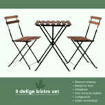 Bistroset 2 persoons - Bistroset - Balkonset - Tuinset - Bistro set - Inklapbaar - 3 delig Hout en metaal Bistroset 2 persoons - Bistroset - Balkonset - Tuinset - Bistro set - Inklapbaar - 3 delig Hout en metaal