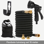Tuinslang - Tuinslang flexibel - Tuinslang spuitpistool - Tuinslanghouder - Messing tuinslang koppelingen - 15 meter Tuinslang - Tuinslang flexibel - Tuinslang spuitpistool - Tuinslanghouder - Messing tuinslang koppelingen - 15 meter