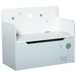 Kinderbank - Kinderstoel - Opbergkist kinderspeelgoed - Lichtblauw - 60L x 30B x 50H cm Kinderbank - Kinderstoel - Opbergkist kinderspeelgoed - Lichtblauw - 60L x 30B x 50H cm