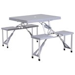 Picknicktafel - Campingtafel - Kampeertafel - Inklapbaar - 4 persoons - Grijs Picknicktafel - Campingtafel - Kampeertafel - Inklapbaar - 4 persoons - Grijs
