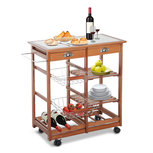 Serveerwagen hout - keukentrolley - theewagen - keukenwagen - trolley - Bruin Serveerwagen hout - keukentrolley - theewagen - keukenwagen - trolley - Bruin