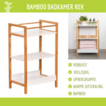Badkamerkast - Bamboo - Kast - Handdoekenrek - Bamboe - 3 schappen - H72 x B44 x D30 Cm Badkamerkast - Bamboo - Kast - Handdoekenrek - Bamboe - 3 schappen - H72 x B44 x D30 Cm