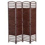 Scheidingswand - Roomdivider - Kamerscherm - Decoratie - Wonen - 4 panelen - Bamboe - Bruin - B160 x T2 x H170cm Scheidingswand - Roomdivider - Kamerscherm - Decoratie - Wonen - 4 panelen - Bamboe - Bruin - B160 x T2 x H170cm