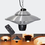 Terrasverwarmer - Hangende terrasverwarming - Buitenverwarming - Met verlichting - Met afstandsbediening - 1200 Watt Terrasverwarmer - Hangende terrasverwarming - Buitenverwarming - Met verlichting - Met afstandsbediening - 1200 Watt