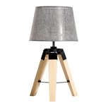 Tafel lamp - Nachtkast lamp - Stoffen kap en houten poten - Driepoot - 45 cm hoog Tafel lamp - Nachtkast lamp - Stoffen kap en houten poten - Driepoot - 45 cm hoog