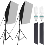 Softbox studiolamp - Set van 2 - Fotografie - Met statief - Met diffuser - 2x150W - 50x70 cm - Zwart Softbox studiolamp - Set van 2 - Fotografie - Met statief - Met diffuser - 2x150W - 50x70 cm - Zwart