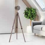 Staande lamp metaal verstelbaar in hoogte - Vloerlamp Studio driepoot - Retro studiospot met koperkleurige lampenkap - Vintage cinema - Statief van hout Staande lamp metaal verstelbaar in hoogte - Vloerlamp Studio driepoot - Retro studiospot met koperkleurige lampenkap - Vintage cinema - Statief van hout