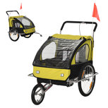 Kinderfietskar - Fietskar -Kinderaanhanger - Buggyfunctie - Geveerd en geremd - 2 zitplaatsen - Geel/Zwart - 122 x 90 x 106 cm Kinderfietskar - Fietskar -Kinderaanhanger - Buggyfunctie - Geveerd en geremd - 2 zitplaatsen - Geel/Zwart - 122 x 90 x 106 cm