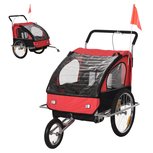 Kinderfietskar - Fietskar -Kinderaanhanger - Buggyfunctie - Geveerd en geremd - 2 zitplaatsen - Rood/Zwart - 122 x 90 x 106 cm Kinderfietskar - Fietskar -Kinderaanhanger - Buggyfunctie - Geveerd en geremd - 2 zitplaatsen - Rood/Zwart - 122 x 90 x 106 cm