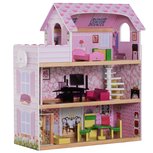 Poppenhuis 3 verdiepingen - Inclusief poppenhuismeubels - Poppen - Pop - Speelgoed - L60 x B30 x H71.5cm Poppenhuis 3 verdiepingen - Inclusief poppenhuismeubels - Poppen - Pop - Speelgoed - L60 x B30 x H71.5cm