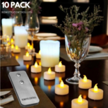 10 x flikkerende LED theelicht warmwit met afstandsbediening - Theelichtjes 10 x flikkerende LED theelicht warmwit met afstandsbediening - Theelichtjes