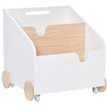 Boekenkast met wielen - speelgoed - boekenrek - boeken - kamer decoratie - opbergbox - opbergkist - wit/hout - 40 x 43 x 43 cm Boekenkast met wielen - speelgoed - boekenrek - boeken - kamer decoratie - opbergbox - opbergkist - wit/hout - 40 x 43 x 43 cm