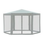 Tuinpaviljoen - Paviljoen - Partytent - Modern ontwerp - Klamboe mesh zijwanden - Zeshoekig - 3 ,9 x 3,9 m - Beige Tuinpaviljoen - Paviljoen - Partytent - Modern ontwerp - Klamboe mesh zijwanden - Zeshoekig - 3 ,9 x 3,9 m - Beige