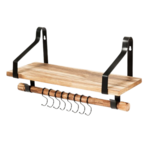 Costway - Wandplank - Zwevende wandplank - Handdoekhouder - 8 haakjes - Industrieel - Bruin/Zwart Costway - Wandplank - Zwevende wandplank - Handdoekhouder - 8 haakjes - Industrieel - Bruin/Zwart