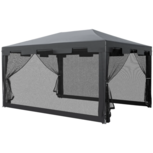 Tuinpaviljoen - Paviljoen - Partytent - Prieel - Gazebo - 4 mesh zijwanden - 3 x 4 m - Zwart Tuinpaviljoen - Paviljoen - Partytent - Prieel - Gazebo - 4 mesh zijwanden - 3 x 4 m - Zwart